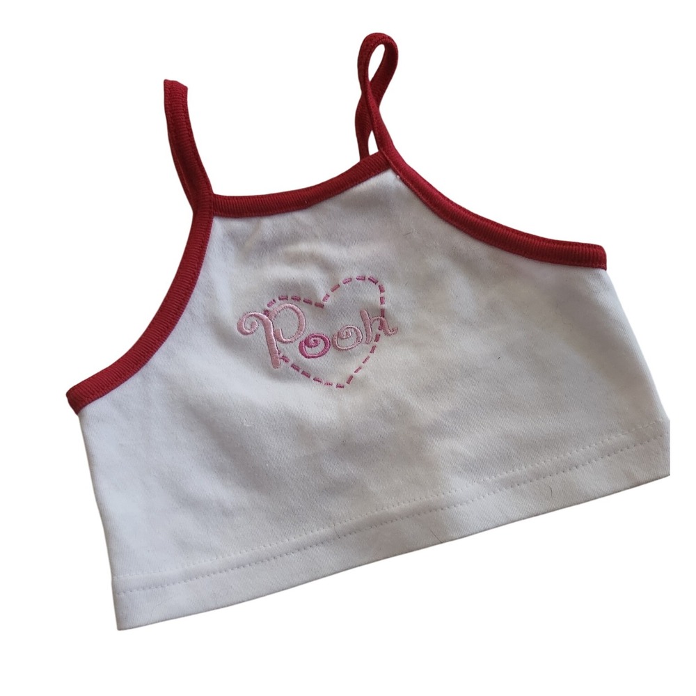 Disney Winnie the Pooh Baby Crop Top Red 3M(fits 12-18m) Girl's White Sleeveless